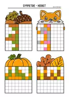 Vorschau - Arbeitsblätter - Symmetrie üben - Pixelbilder/Kunst Herbst - Seite 2