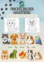 Vorschau - Mal- und Bastelvorlagen - Haustiere & Bauernhoftiere – Prickelbilder + Tier-Zuordnung | Bild – Schatten – Wort - Seite 1