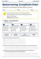 Vorschau - Arbeitsblätter - EU Basisscreening Klasse 9–10 - Deckblatt