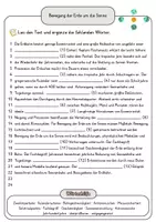 Vorschau - Arbeitsblätter - Bewegung der Erde um die Sonne Lückentext Vertiefung mit Wortspeicher und Transferaufgabe plus Lösungen - Seite 2