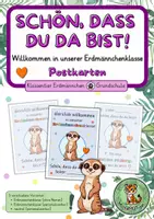 Vorschau - Anderer Materialtyp - Willkommenskarten Erdmännchenklasse – Schön, dass du da bist! | Klassentier Erdmännchen | Grundschule - Deckblatt