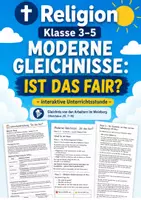 Vorschau - Stundenentwürfe - Moderne Gleichnisse erleben: „Ist das fair?!" | Interaktive Unterrichtsstunde zu Gerechtigkeit & Gnade | Religion Kl. 3 - 5 - Deckblatt