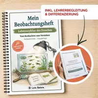 Vorschau - Arbeitsblätter - Beobachtungsheft Frosch Lebenszyklus – Forschendes Lernen - Deckblatt