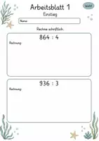 Vorschau - Arbeitsblätter - Schriftliche Division | Mathematik Klasse 4 | 10 Arbeitsblätter als PDF - Seite 1