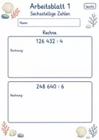 Vorschau - Arbeitsblätter - Division große Zahlen | Mathematik Klasse 4 | 10 Arbeitsblätter als PDF - Seite 1