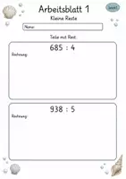 Vorschau - Arbeitsblätter - Division mit Rest | Mathematik Klasse 4 | 10 Arbeitsblätter als PDF - Seite 1