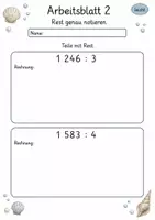 Vorschau - Arbeitsblätter - Division mit Rest | Mathematik Klasse 4 | 10 Arbeitsblätter als PDF - Seite 2