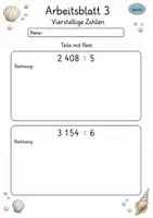 Vorschau - Arbeitsblätter - Division mit Rest | Mathematik Klasse 4 | 10 Arbeitsblätter als PDF - Seite 3