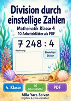 Vorschau - Arbeitsblätter - Division durch einstellige Zahlen | Mathematik Klasse 4 | 10 Arbeitsblätter als PDF - Deckblatt