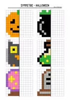 Vorschau - Mal- und Bastelvorlagen - Symmetrie üben - Pixelbilder/Kunst Halloween - Seite 3