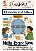 Vorschau - Arbeitsblätter - Mathe Klasse 6 – Brüche multiplizieren & dividieren Mathe-Escape-Room - Deckblatt