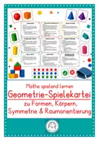 Vorschau - Aufgabenkarten - Geometrie-Spielekartei. Mathe spielend lernen Formen, Körper, Symmetrie & Raumorientierung spielerisch entdecken - Deckblatt