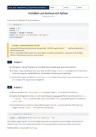 Vorschau - Arbeitsblätter - Rechnen mit Variablen in Python - Seite 1