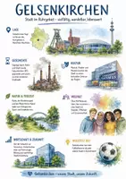 Vorschau - Arbeitsblätter - Lernposter + Arbeitsblätter zum Thema "Gelsenkirchen" (Lückentext, Hörverstehen) + Lösung & MP3 + Mindmap + Infografik - Deckblatt