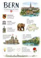 Vorschau - Arbeitsblätter - Lernposter + Arbeitsblätter zum Thema "Bern" + Lösung & MP3 + Mindmap + Infografik - Deckblatt