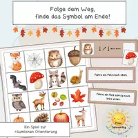 Vorschau - Stationenlernen - Folge dem Weg – Räumliche Orientierung im Herbst | Richtungen & Raster - Deckblatt