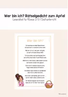 Vorschau - Arbeitsblätter - Apfel- Rätselgedicht I motivierender Einstieg in den Sachunterricht I Leserätsel - Deckblatt
