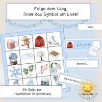 Vorschau - Spiele - Folge dem Weg – Räumliche Orientierung im Winter | Richtungen & Raster - Deckblatt