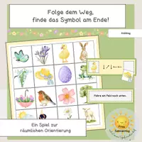 Vorschau - Stationenlernen - Folge dem Weg – Räumliche Orientierung im Frühling | Richtungen & Raster - Deckblatt