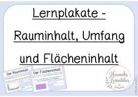 Vorschau - Poster - Lernplakate -Rauminhalt, Umfang und Flächeninhalt - Seite 1