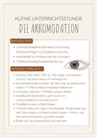 Vorschau - Stundenentwürfe - Die Akkomodation - Anpassung des Auges an Entfernungen - Deckblatt