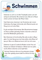Vorschau - Arbeitsblätter - Schwimmen - 2 Lesetexte mit Fragen + Lösung - Seite 1