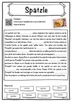 Aperçu - Inclusion - Spätzle – Fiche : texte à trous, compréhension orale et mots mêlés - Page 1