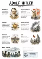 Vorschau - Arbeitsblätter - Lernplakat + AB mit Fragen zum Thema "Adolf Hitler" + Lösungsblatt + Infografik - Deckblatt