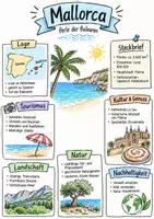 Vorschau - Arbeitsblätter - Lernposter + Arbeitsblätter zum Thema "Mallorca" + Lösung & MP3 + Mindmap + Infografik - Deckblatt
