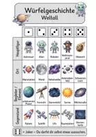 Vorschau - Aufgabenkarten - Würfelgeschichte Weltall - kreatives Schreiben - Deckblatt