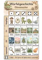 Vorschau - Aufgabenkarten - Würfelgeschichte Dinosaurier - kreatives Schreiben - Deckblatt