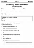 Vorschau - Arbeitsblätter - Mehrstufige Wahrscheinlichkeit Basisscreening Klasse 9–10 - Deckblatt