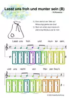 Vorschau - Arbeitsblätter - (B) Lasst uns froh und munter sein - Singen, Klangröhren, Glockenspiel, Blockflöte / Kinderlieder - Spielend leichter Einstieg für Anfänger / Bunte Noten Rainbow B - Deckblatt