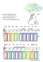 Vorschau - Arbeitsblätter - (B) Lasst uns froh und munter sein - Singen, Klangröhren, Glockenspiel, Blockflöte / Kinderlieder - Spielend leichter Einstieg für Anfänger / Bunte Noten Rainbow B - Seite 1
