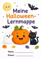 Vorschau - Arbeitsblätter - Halloween Lernmappe – 14 bunte Arbeitsblätter und 14 schwarz-weiße Kopiervorlagen| Halloween Geschichte, Bräuche & Aufgaben I Grundschule - Materialpaket - Deckblatt