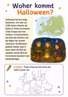 Vorschau - Arbeitsblätter - Halloween Lernmappe – 14 bunte Arbeitsblätter und 14 schwarz-weiße Kopiervorlagen| Halloween Geschichte, Bräuche & Aufgaben I Grundschule - Materialpaket - Seite 1