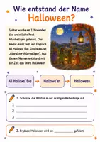 Vorschau - Arbeitsblätter - Halloween Lernmappe – 14 bunte Arbeitsblätter und 14 schwarz-weiße Kopiervorlagen| Halloween Geschichte, Bräuche & Aufgaben I Grundschule - Materialpaket - Seite 2