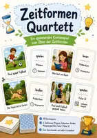 Vorschau - Spiele - Zeitformen-Merkspiel Deutsch – 6 Zeitformen spielerisch üben | 36 Karten zum Ausschneiden - Deckblatt