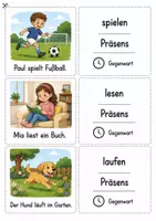 Vorschau - Spiele - Zeitformen-Merkspiel Deutsch – 6 Zeitformen spielerisch üben | 36 Karten zum Ausschneiden - Seite 1