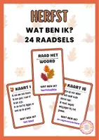 Voorbeeld - Wat ben ik? – 24 Raadselkaarten: Herfst | Woordenschat Groep 3-5 - Voorblad