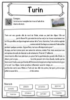 Aperçu - Inclusion - Turin – Fiche : texte à trous, compréhension orale et mots mêlés - Page 1