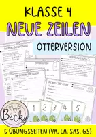Vorschau - Arbeitsblätter - Neue Zeilen in Klasse 4 (5 Übungsseiten mit Otter) - Deckblatt