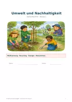 Vorschau - Arbeitsblätter - Sachunterricht Klasse 2- Sachtexte: Mülltrennung, Energie, Naturschutz, Recycling - Deckblatt