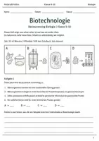 Vorschau - Arbeitsblätter - Biotechnologie Basisscreening Biologie Klasse 9–10 - Deckblatt