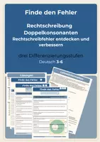 Vorschau - Arbeitsblätter - Finde den Fehler! Doppelkonsonanten Rechtschreibung 3fach differenziert Klasse 3-6 - Deckblatt