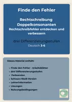 Vorschau - Arbeitsblätter - Finde den Fehler! Doppelkonsonanten Rechtschreibung 3fach differenziert Klasse 3-6 - Seite 1