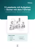 Vorschau - Arbeitsblätter - Sicher mit dem Fahrrad | 5 Lesetexte mit Aufgaben & Lösungen – Leseverständnis Klasse 3–4 - Deckblatt