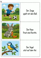 Vorschau - Spiele - Bilder den Sätzen zuordnen – Lesespiel mit 24 Karten | Lesen lernen & Leseverständnis - Seite 2