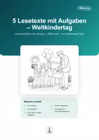 Vorschau - Arbeitsblätter - Weltkindertag | 5 Lesetexte mit Aufgaben & Lösungen – Leseverständnis Klasse 3–4 - Deckblatt