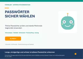 Vorschau - Stundenentwürfe - Informatik Passwortsicherheit kennenlernen - Deckblatt
